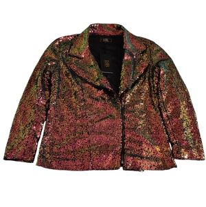 NWT Lucky & Blessed Small Sequin Asymmetrical Zip Jacket